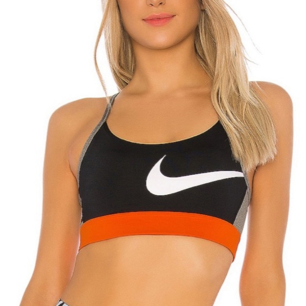 Nike Black and Orange Sports Bra